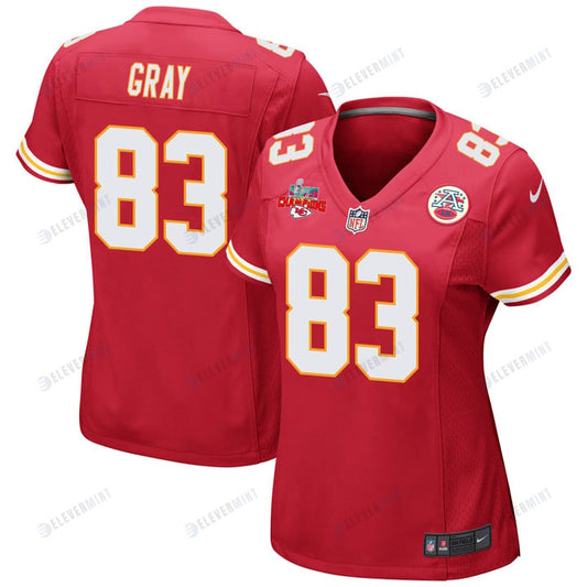 Noah Gray 83 Kansas City Chiefs Super Bowl LVII Champions 3 Stars Women Game Jersey - Red