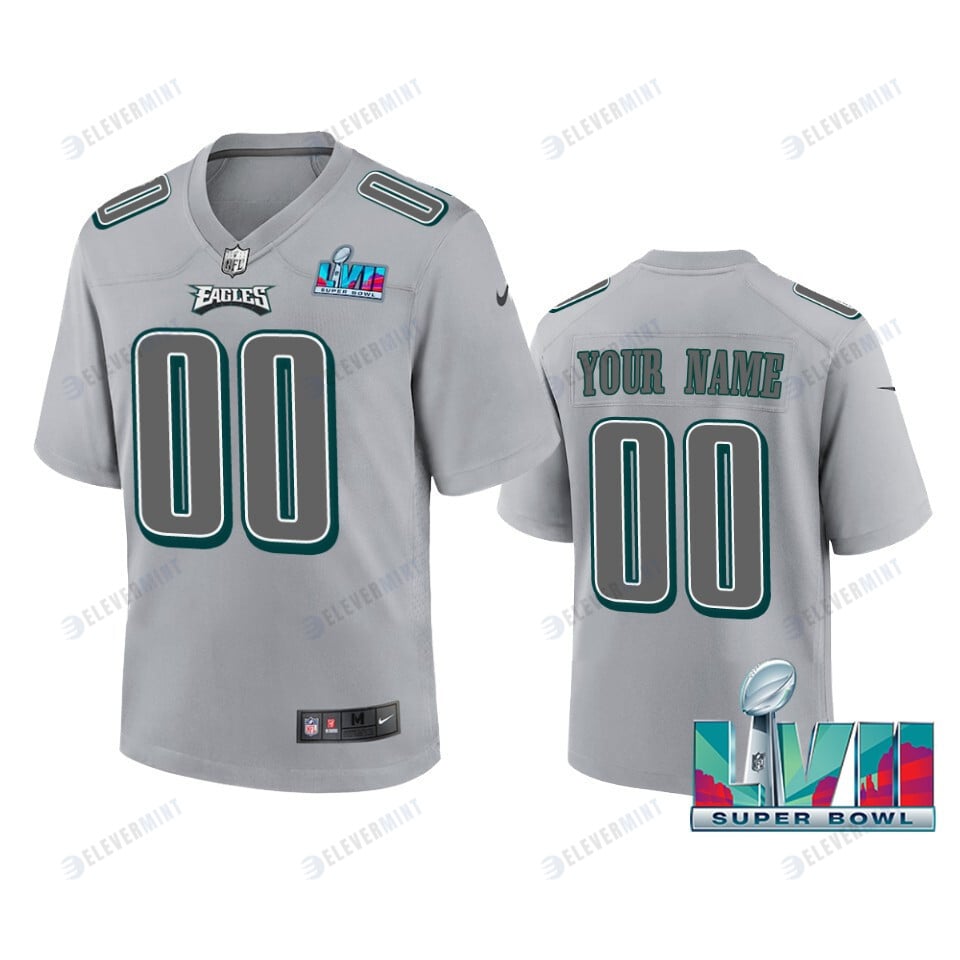 Philadelphia Eagles Super Bowl LVII Custom 00 Youth Atmosphere Game Jersey - Gray