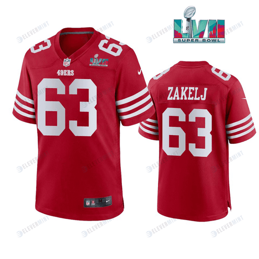 Nick Zakelj 63 San Francisco 49Ers Super Bowl LVII Men Game Jersey