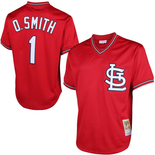 Ozzie Smith St. Louis Cardinals Mitchell & Ness Cooperstown Mesh Batting Practice Jersey - Red