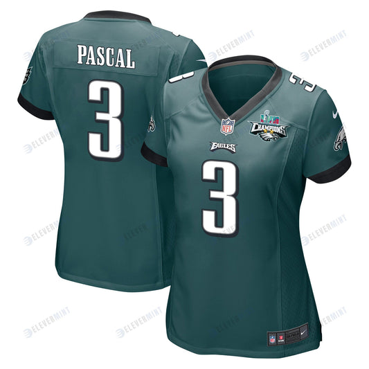 Zach Pascal 3 Philadelphia Eagles Super Bowl LVII Champions 2 Stars Women Game Jersey - Midnight Green