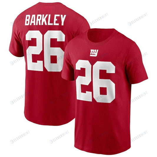 Saquon Barkley 26 New York Giants Name & Number T-Shirt - Red