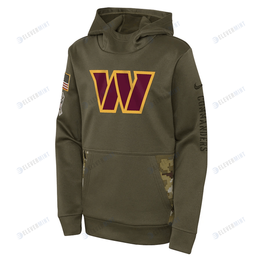 Washington Commanders Youth 2022 Salute To Service Performance Pullover Hoodie - Olive