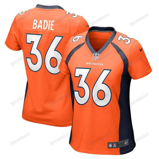 Tyler Badie 36 Denver Broncos Women Team Game Jersey - Orange