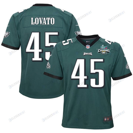 Rick Lovato 45 Philadelphia Eagles Super Bowl LVII Champions 2 Stars 2 Stars Youth Game Jersey - Black