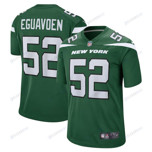 Sam Eguavoen 52 New York Jets Men Game Jersey - Gotham Green