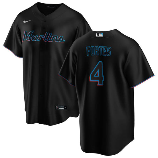 Nick Fortes Miami Marlins Nike Alternate Replica Jersey - Black