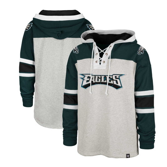 Philadelphia Eagles '47 Gridiron Lace-Up Pullover Hoodie - Heather Gray