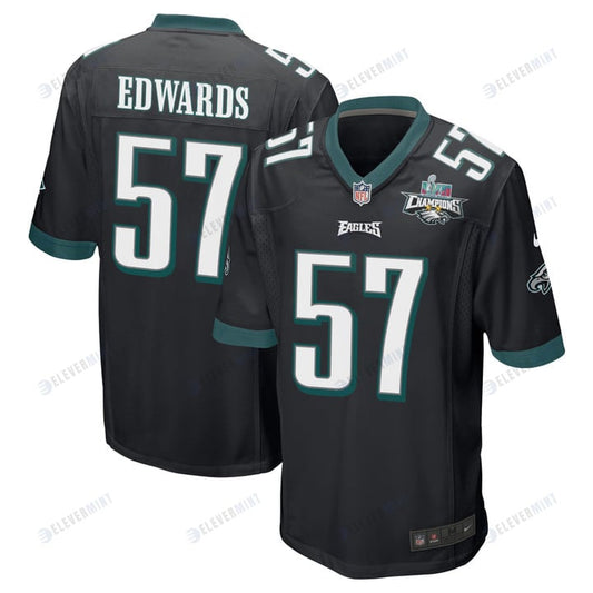 T.J. Edwards 57 Philadelphia Eagles Super Bowl LVII Champions 2 Stars Men Game Jersey - Black