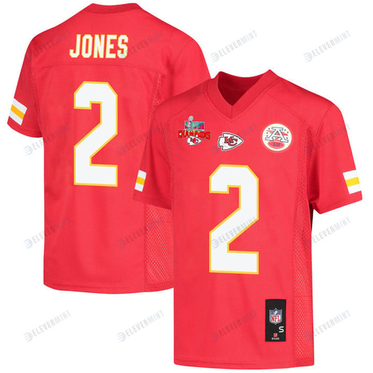 Ronald Jones 2 Kansas City Chiefs Super Bowl LVII Champions 3 Stars Youth Game Jersey - Red