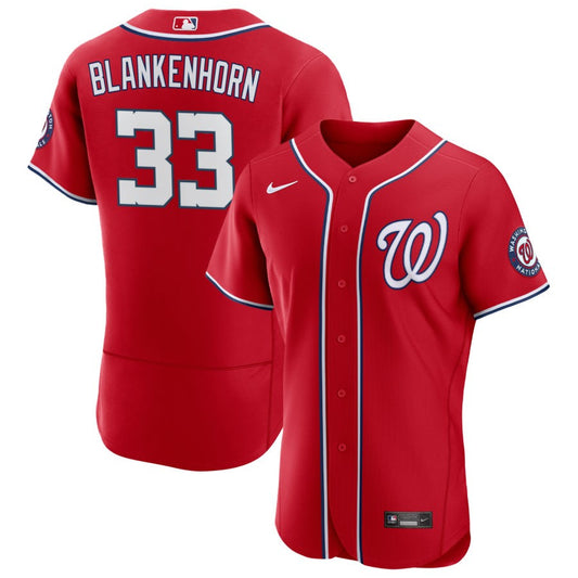 Travis Blankenhorn Washington Nationals Nike Alternate Authentic Patch Jersey - Scarlet