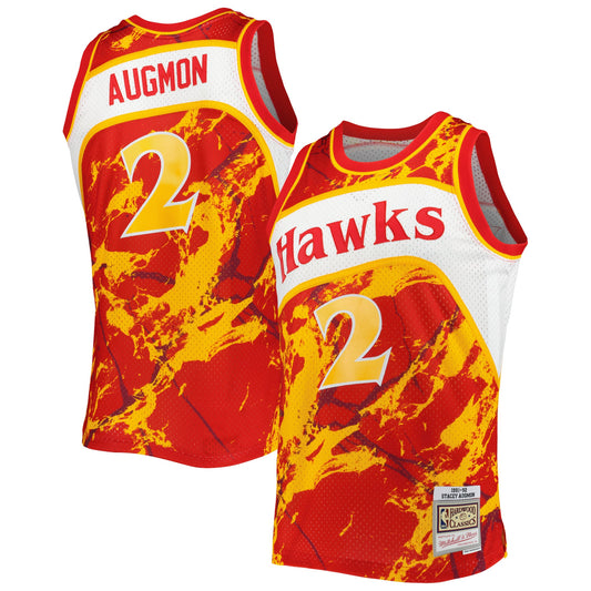 Stacey Augmon Atlanta Hawks Mitchell & Ness 1991/92 Hardwood Classics Marble Swingman Jersey - Red