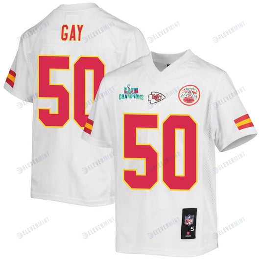 Willie Gay 50 Kansas City Chiefs Super Bowl LVII Champions Youth Game Jersey - White