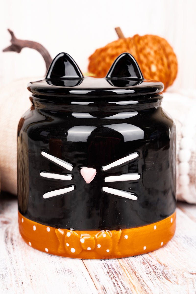 6.5 x 5.25 Black Cat Ceramic Canister